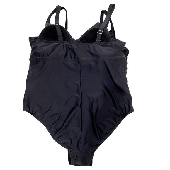 Ava & Viv Women’s Mesh Cut Out One Piece-Black (a) - Picture 2 of 4